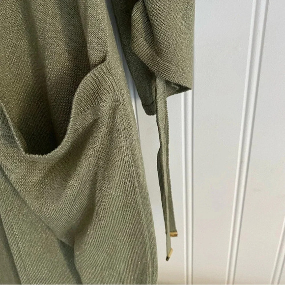 Michael Kors Women’s ARMY GREEN Long Pocket Open Front Cardigan XS MSRP $120 NWT - Picture 2 of 6